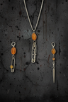 Amber Glass Safety Pin Necklace & Chain Earrings Set | Haus of Alt