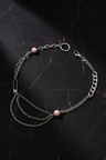 Stainless Steel Safety Pin & Pink Bead Chain Necklace | Haus of Alt