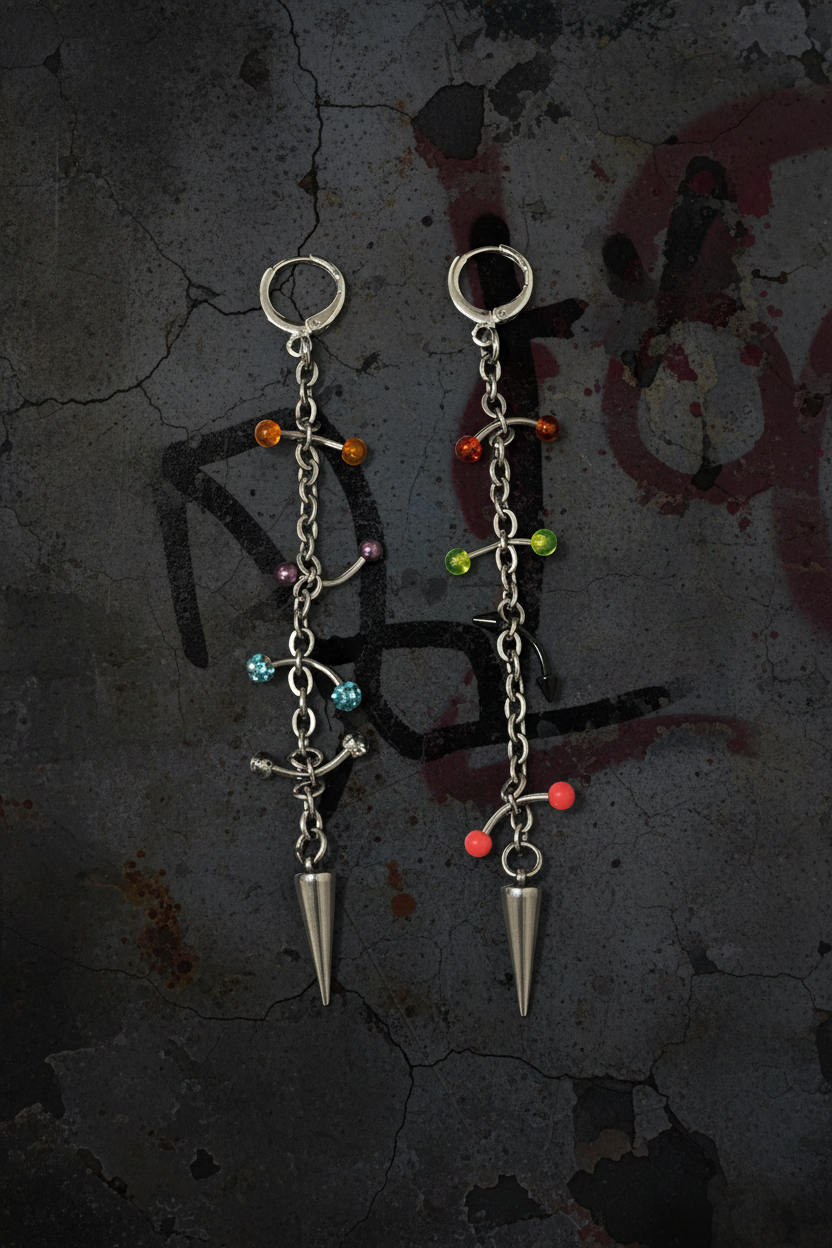 Chaos Spike Chain Earrings | Alternative Statement Earrings | Haus of Alt
