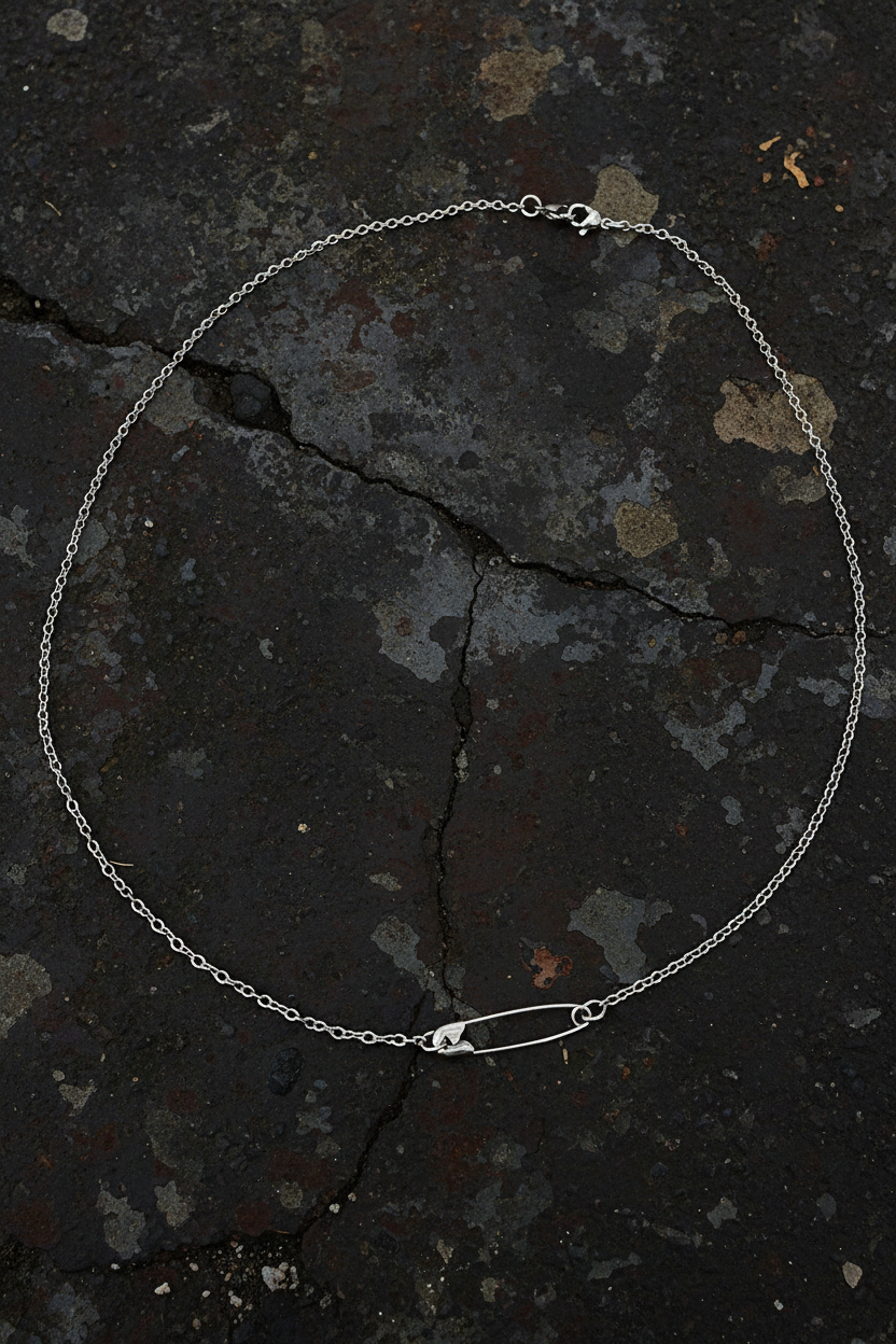 Stainless Steel Safety Pin Necklace | 16” Alt Chain | Haus of Alt