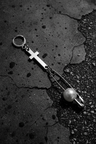 Cross & Pearl Safety Pin Drop Earring (Single) | Haus of Alt