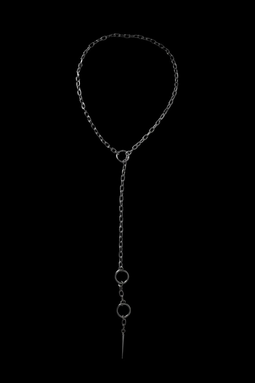 Stainless Steel Spike Lariat Necklace | Gothic Punk Y Necklace