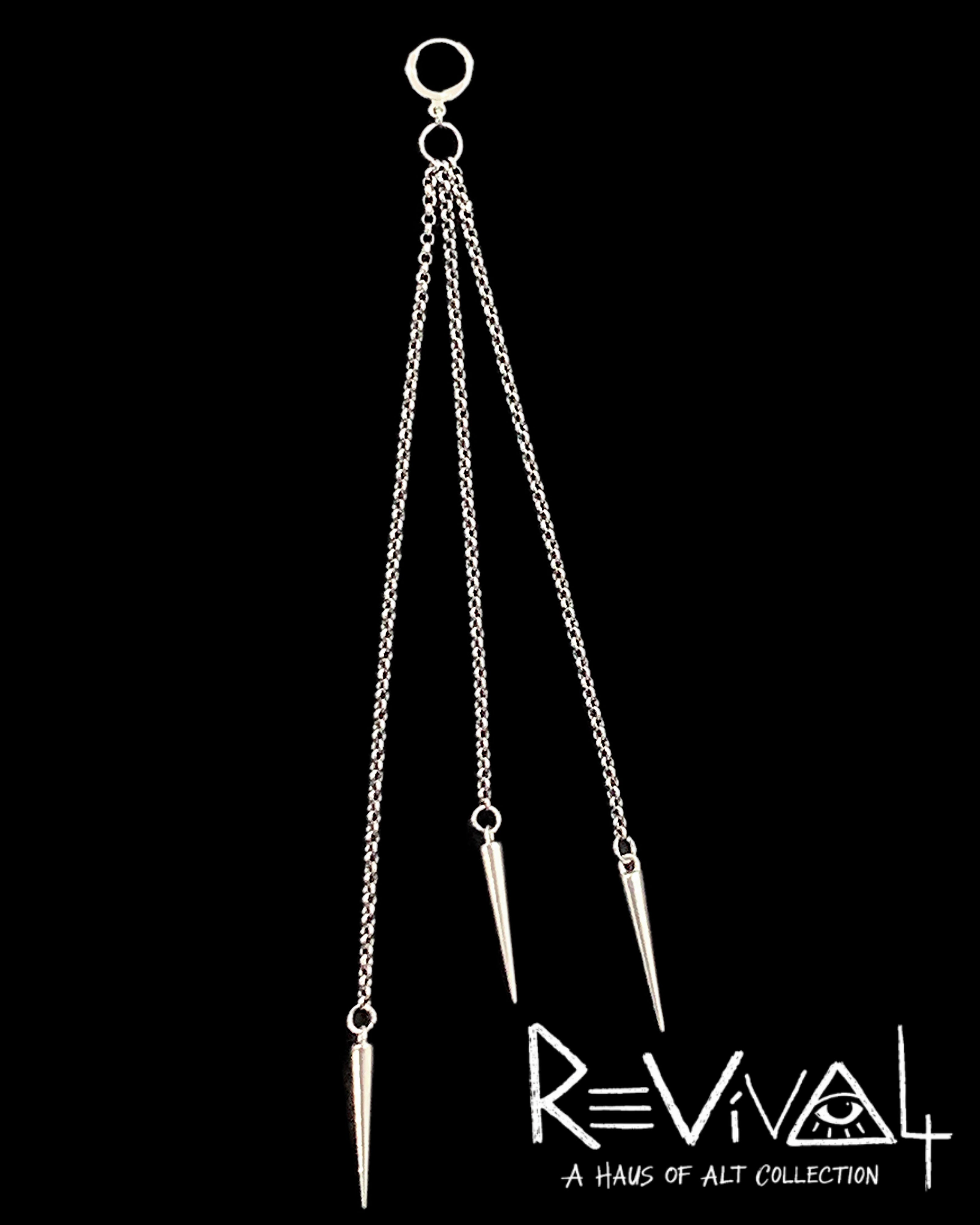 Revival Triple Spike Drop Earring | Industrial Statement Jewelry - Haus of Alt