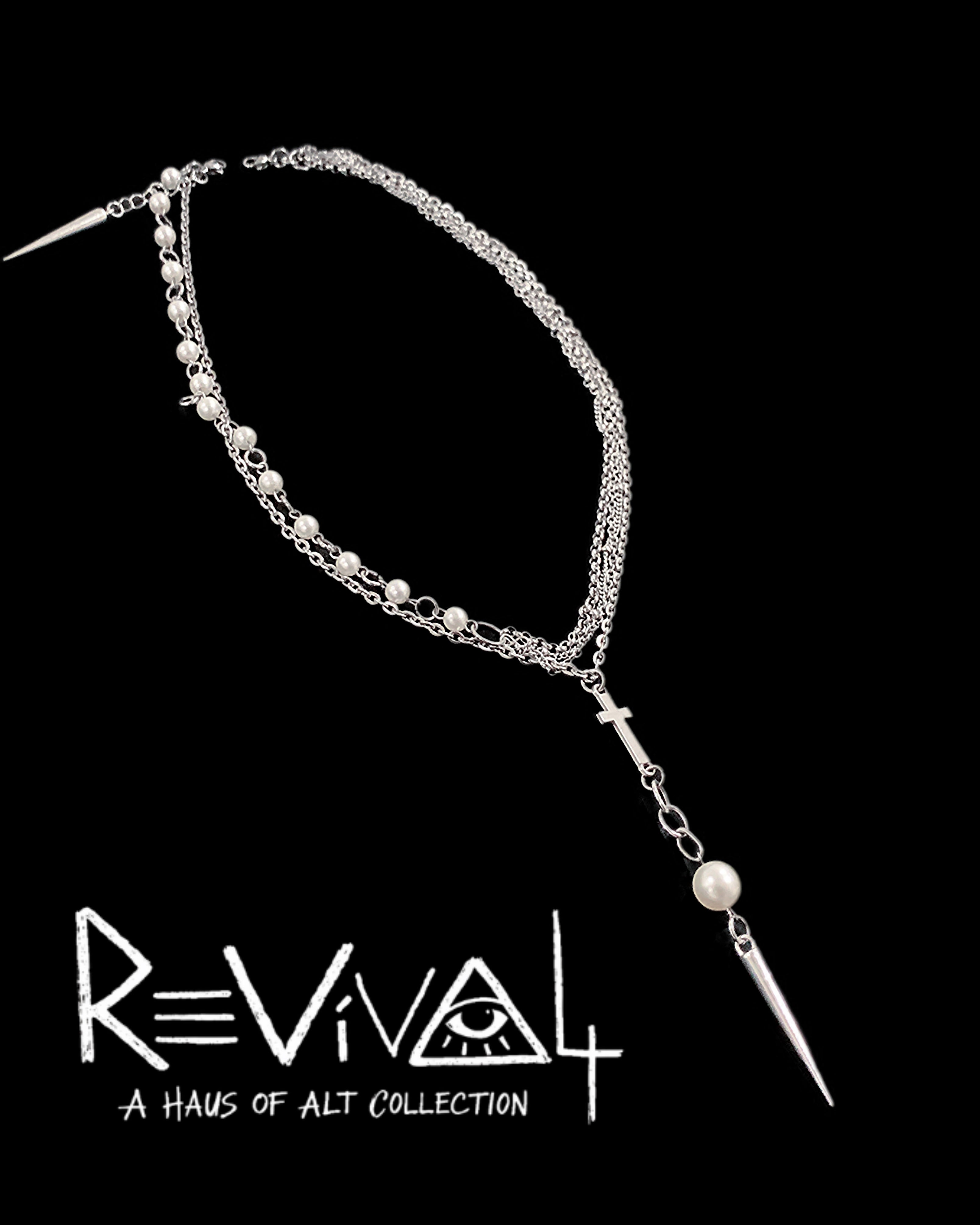 Reclaimed Devotion Pearl Necklace | Punk Cross Jewelry - Haus of Alt