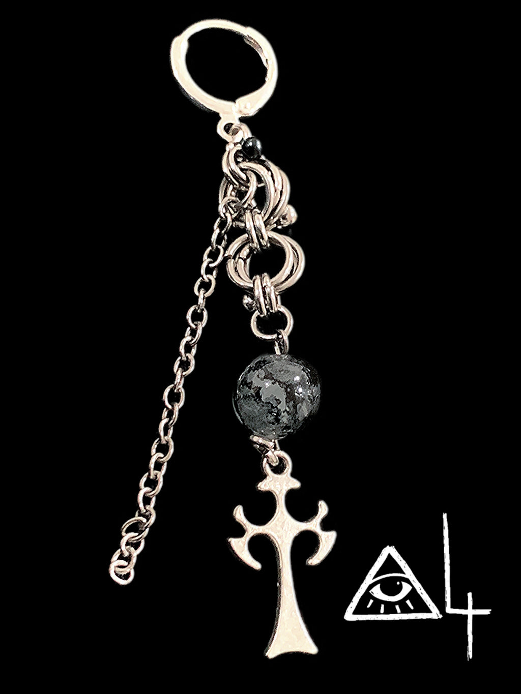 Shadow Self Earrings | Punk Cross Chain Drop Earrings - Haus of Alt