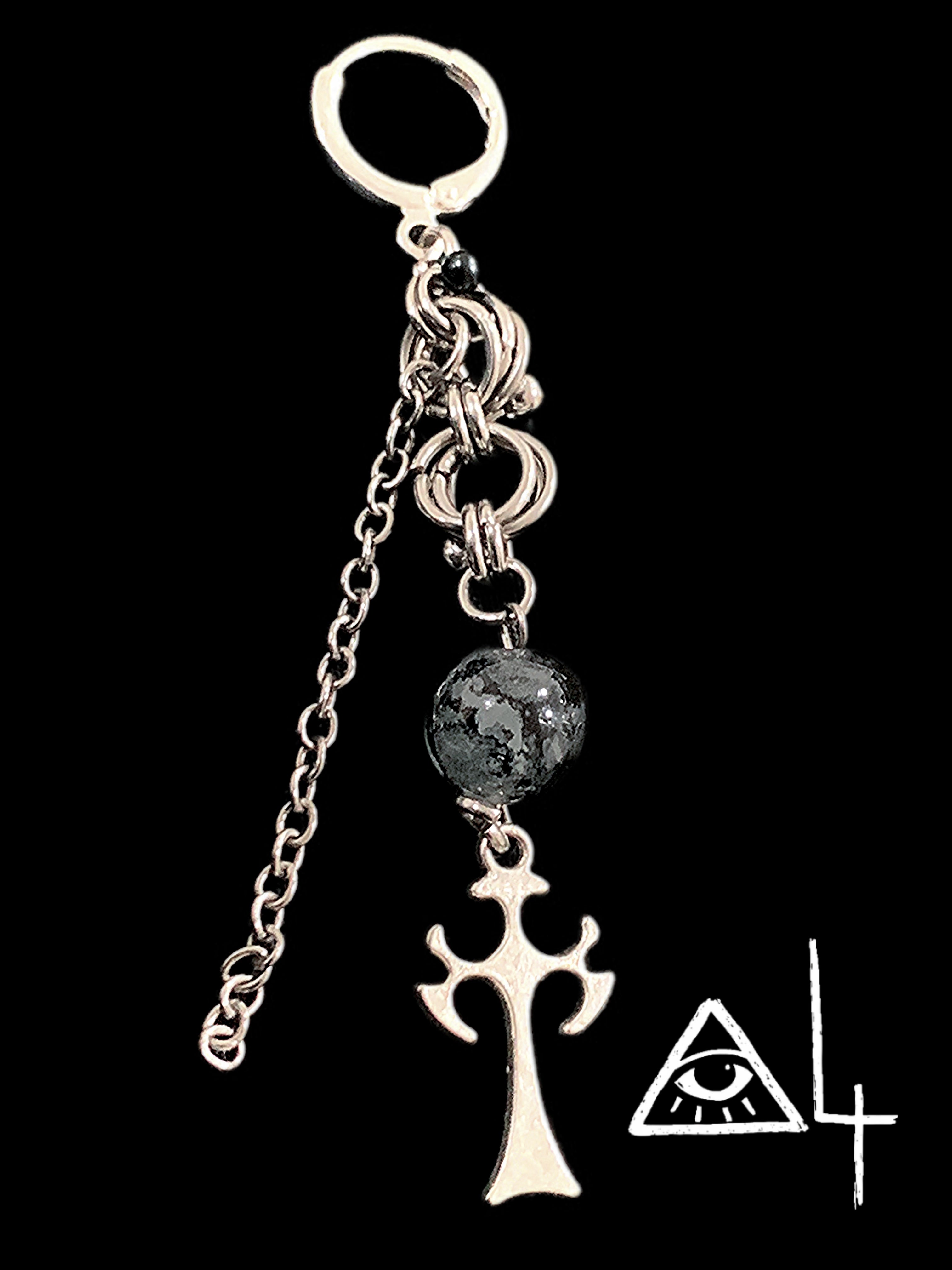 Shadow Self Earrings | Punk Cross Chain Drop Earrings - Haus of Alt