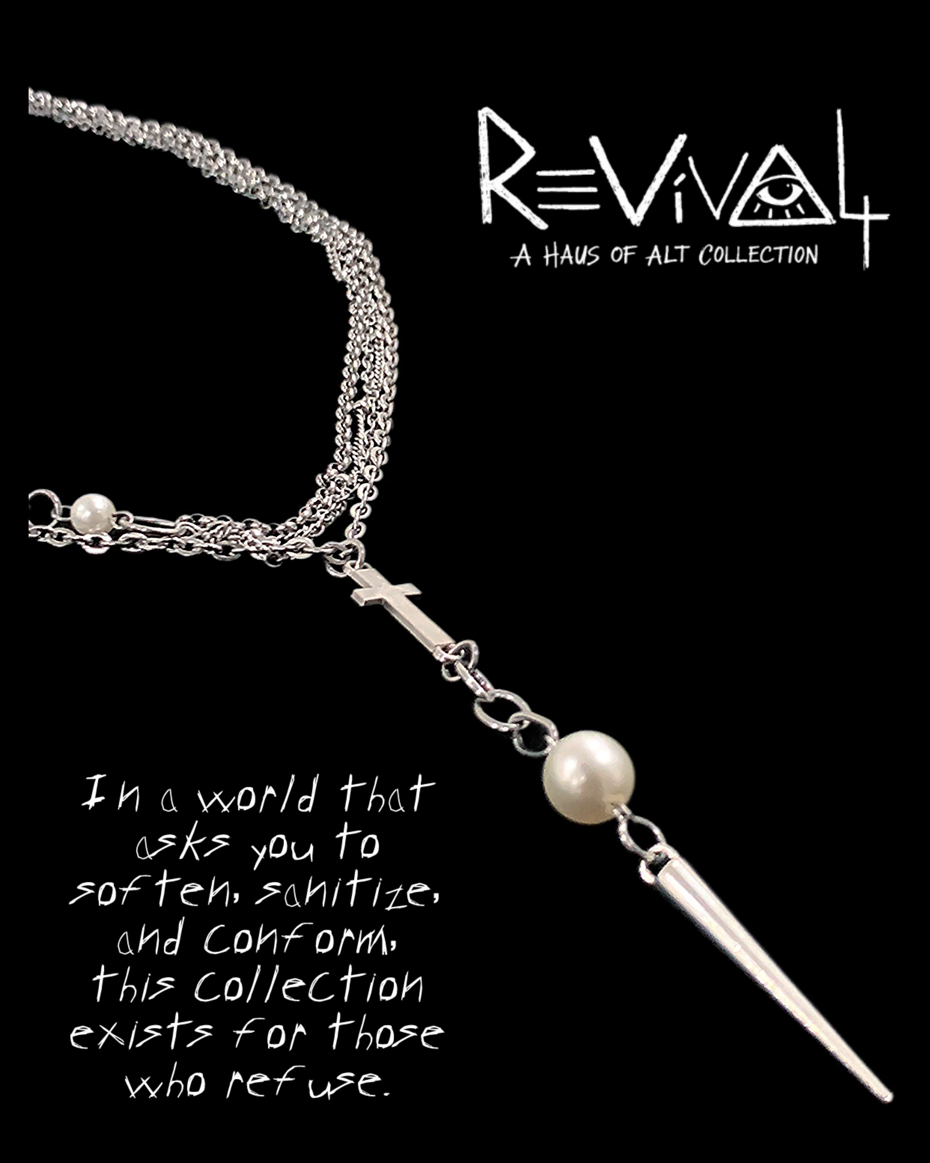 Reclaimed Devotion Pearl Necklace | Punk Cross Jewelry - Haus of Alt
