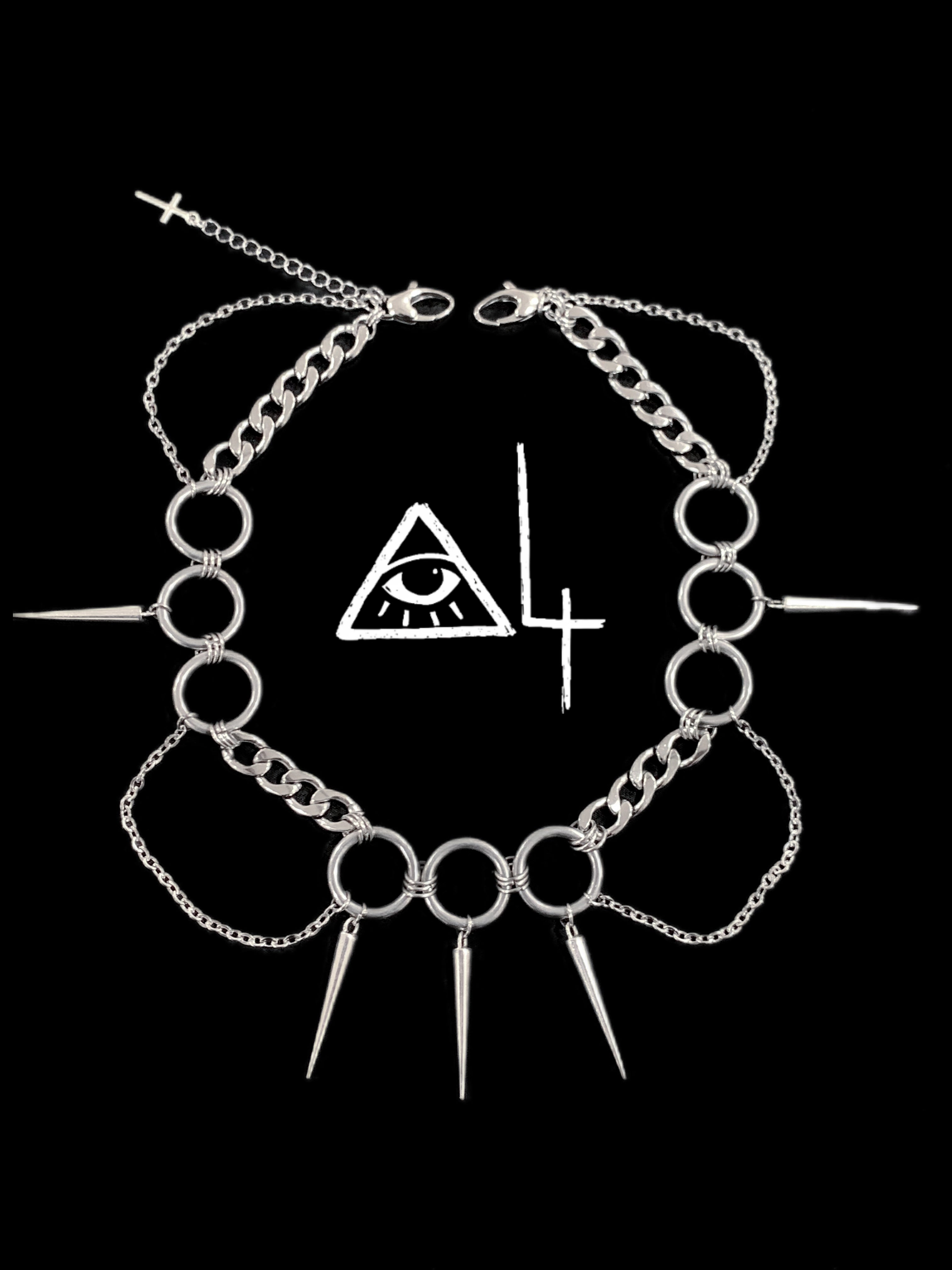 Industrial Halo Choker | Punk Spike Ring Necklace | Unisex Stainless Steel Statement Jewelry - Haus of Alt