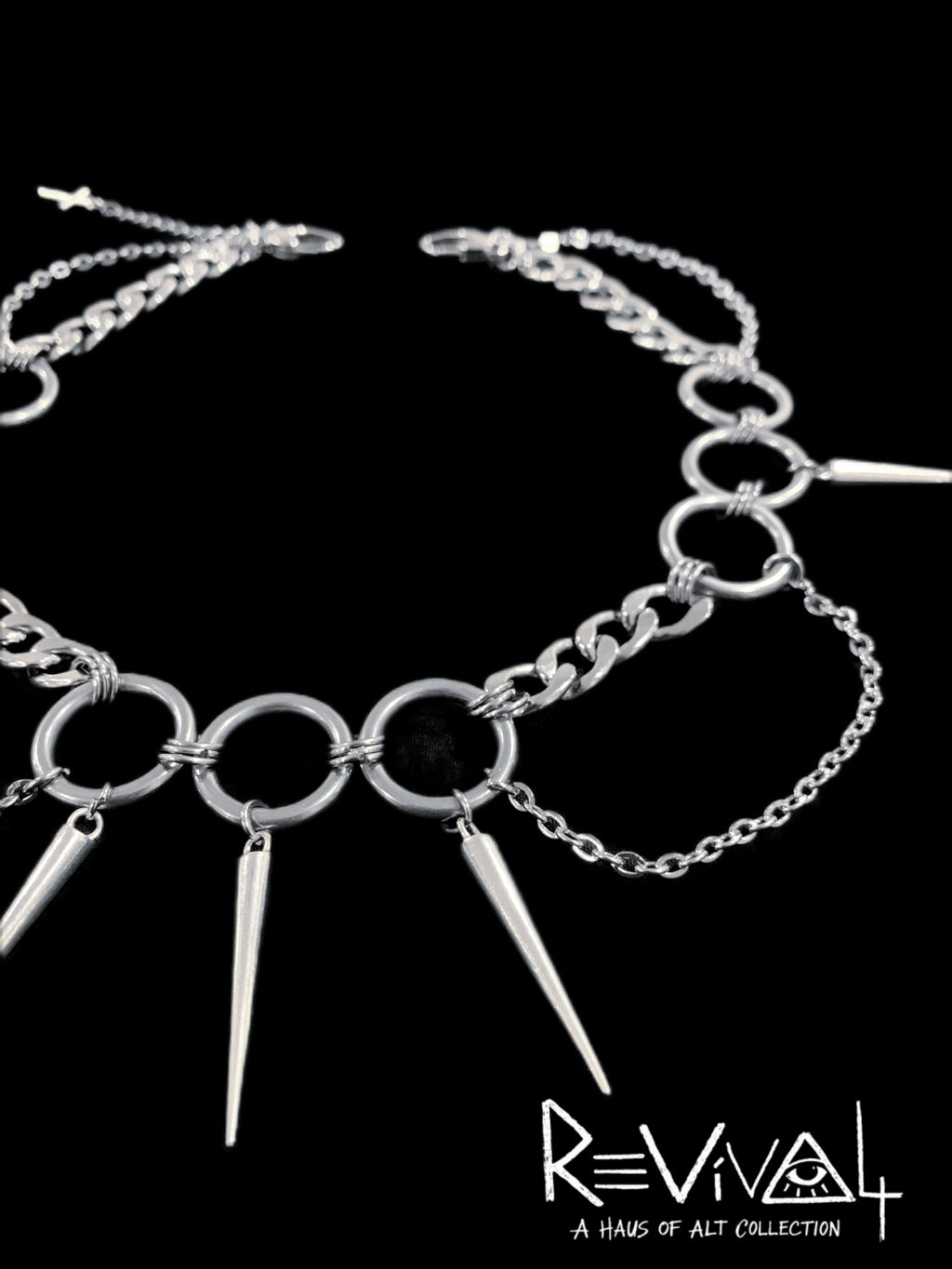 Industrial Halo Choker | Punk Spike Ring Necklace | Unisex Stainless Steel Statement Jewelry - Haus of Alt