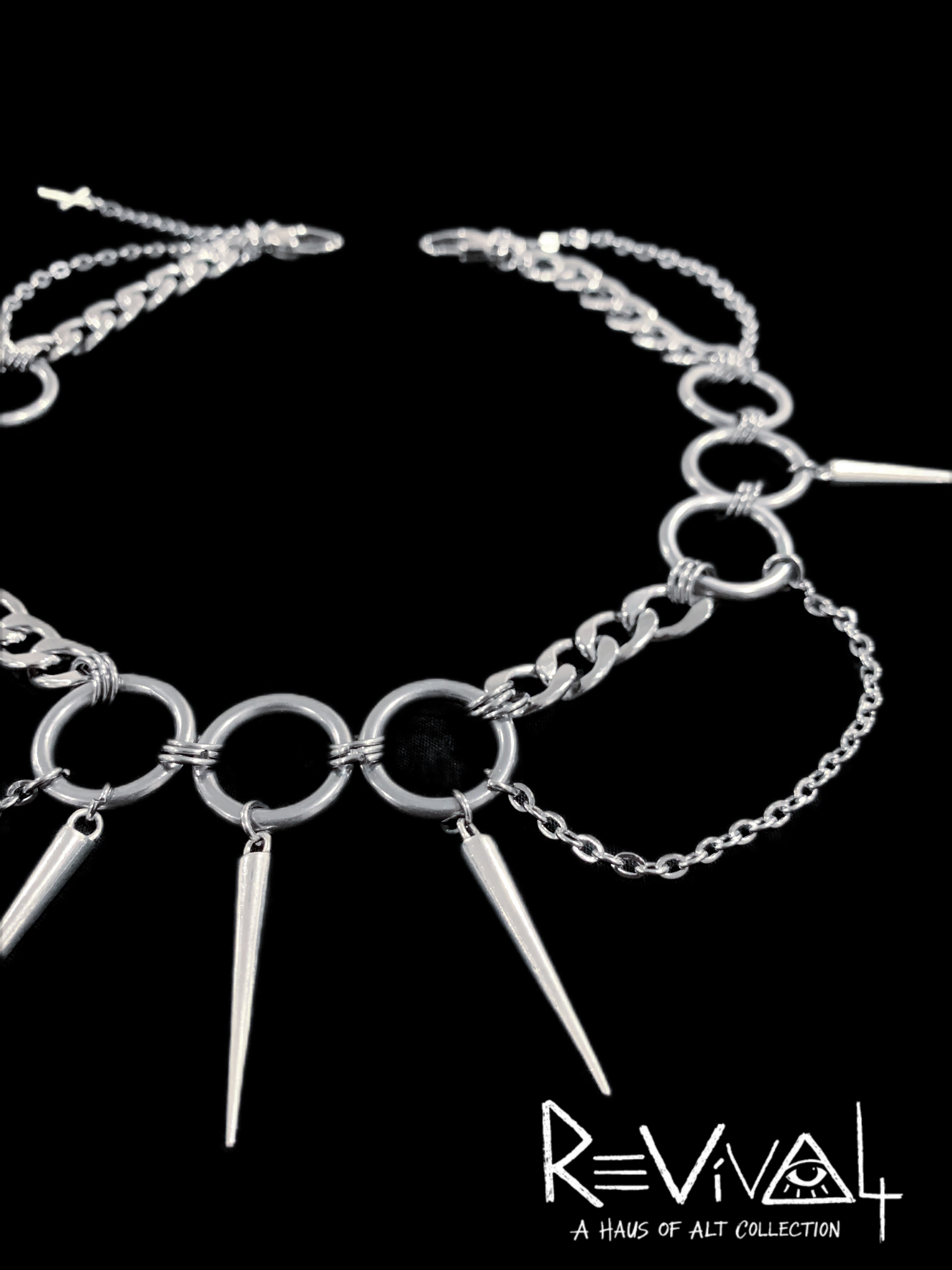 Industrial Halo Choker | Punk Spike Ring Necklace | Unisex Stainless Steel Statement Jewelry - Haus of Alt