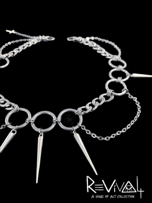 Industrial Halo Choker | Punk Spike Ring Necklace | Unisex Stainless Steel Statement Jewelry - Haus of Alt